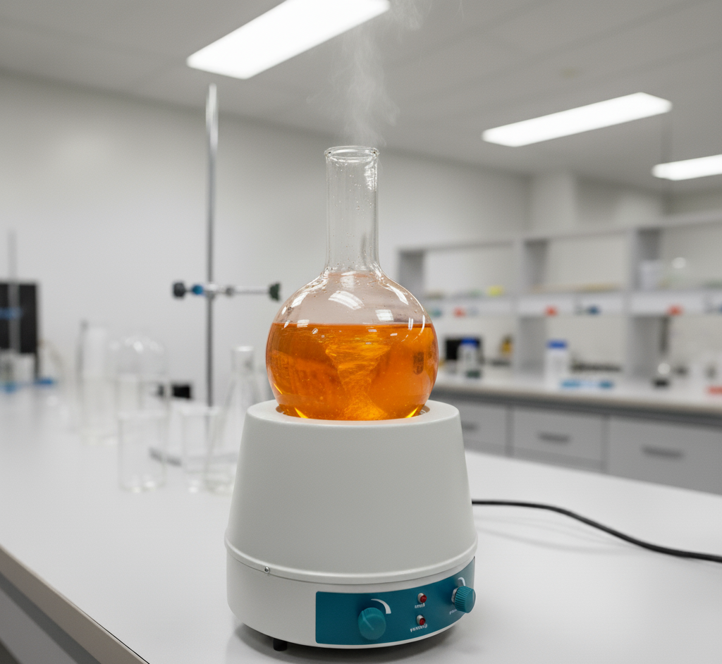 Manta aquecedora com agitação magnética e controle analógico.