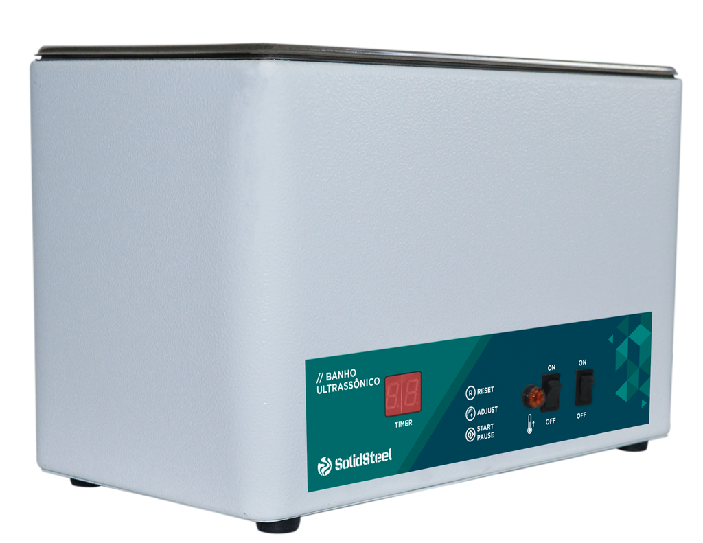 Painel digital microprocessado de lavadora ultrassônica laboratorial.